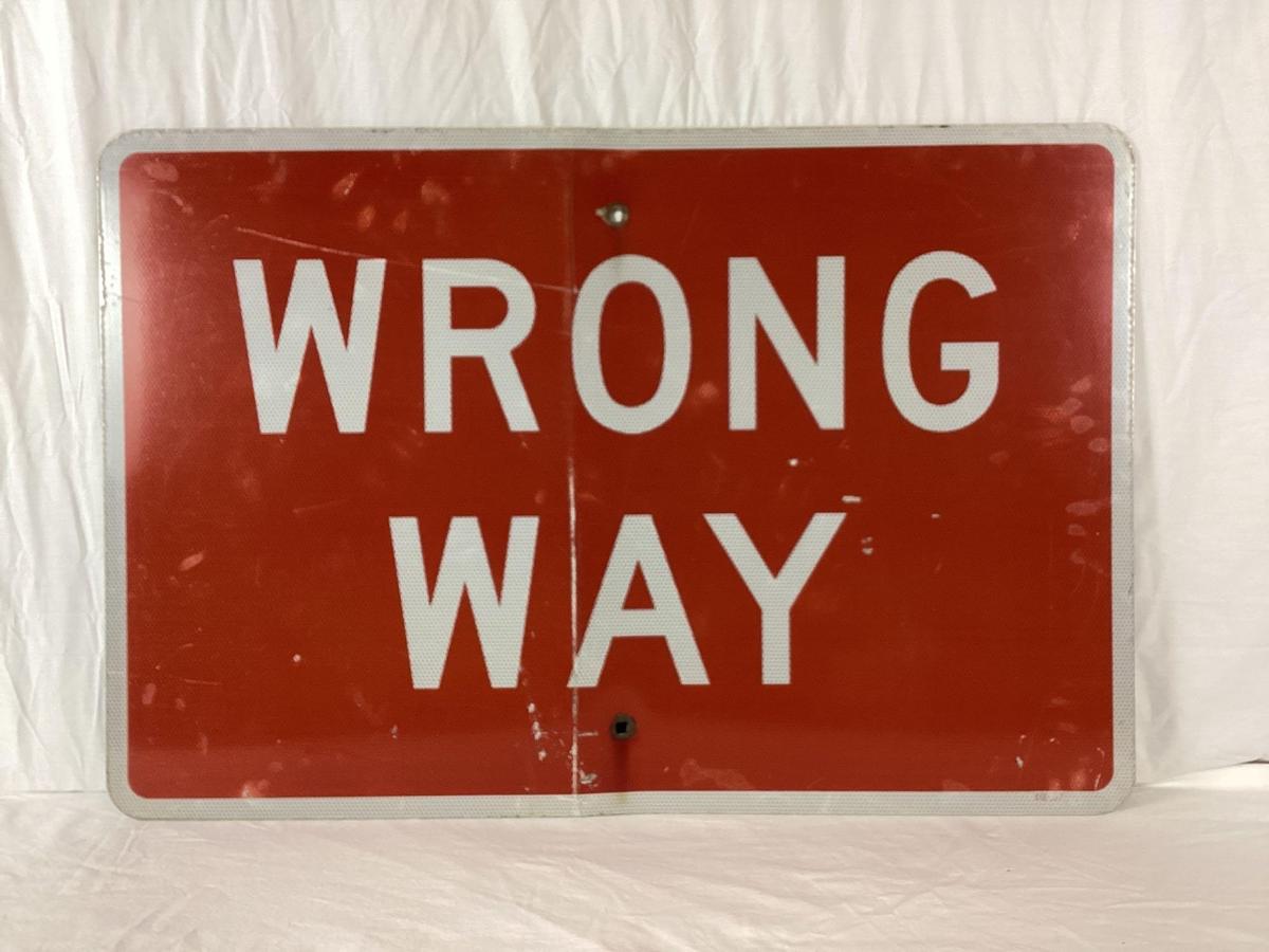 Wrong Way Reflective Highway Sign