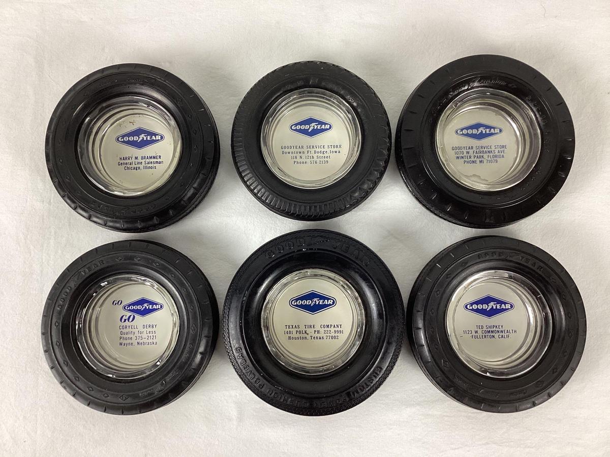 Six Goodyear Tire Ashtrays