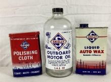 Skelly Outboard Bottle, Polish Tin and Auto Wax