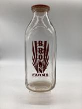 Graphic Brown Farms Quart Milk Bottle Tulsa, OK