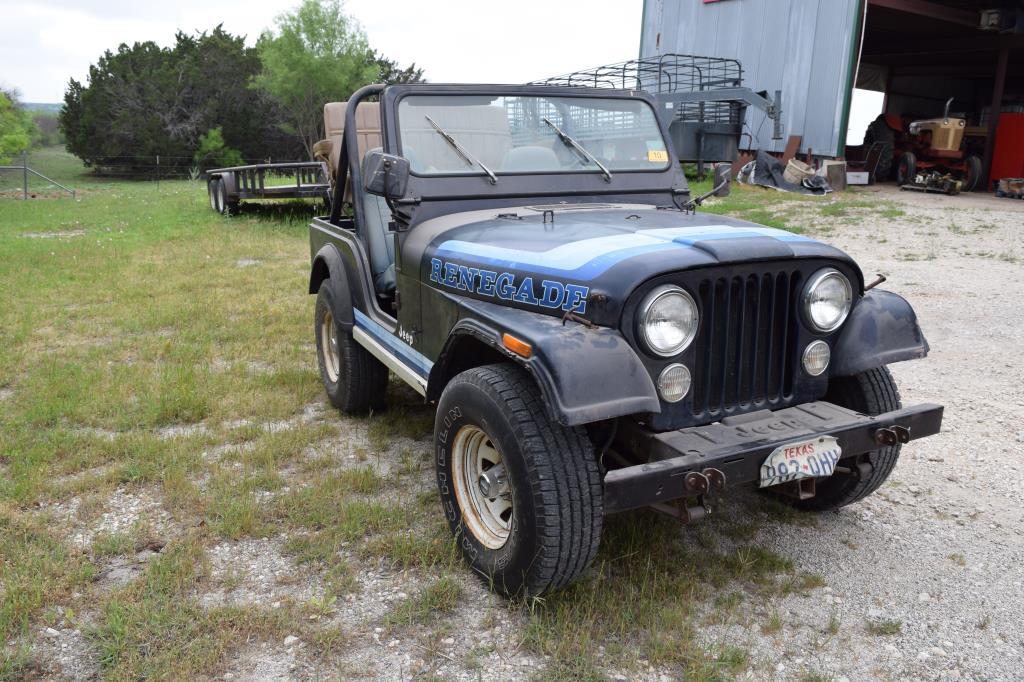 1981 CJ5 RENEGADE JEEP VIN # 1JCCM85A0BT004776 (SHOWING APPX 45,126 MILES) (TITLE ON HAND AND WILL B