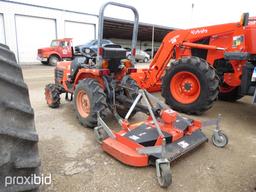 KUBOTA B7510 LAWN TRACTOR W/ 5' FINISHING MOWER/ 4' MOHAWK TILLER/ 4' SHREDDER 3PT/ AND 60 GALLON PT