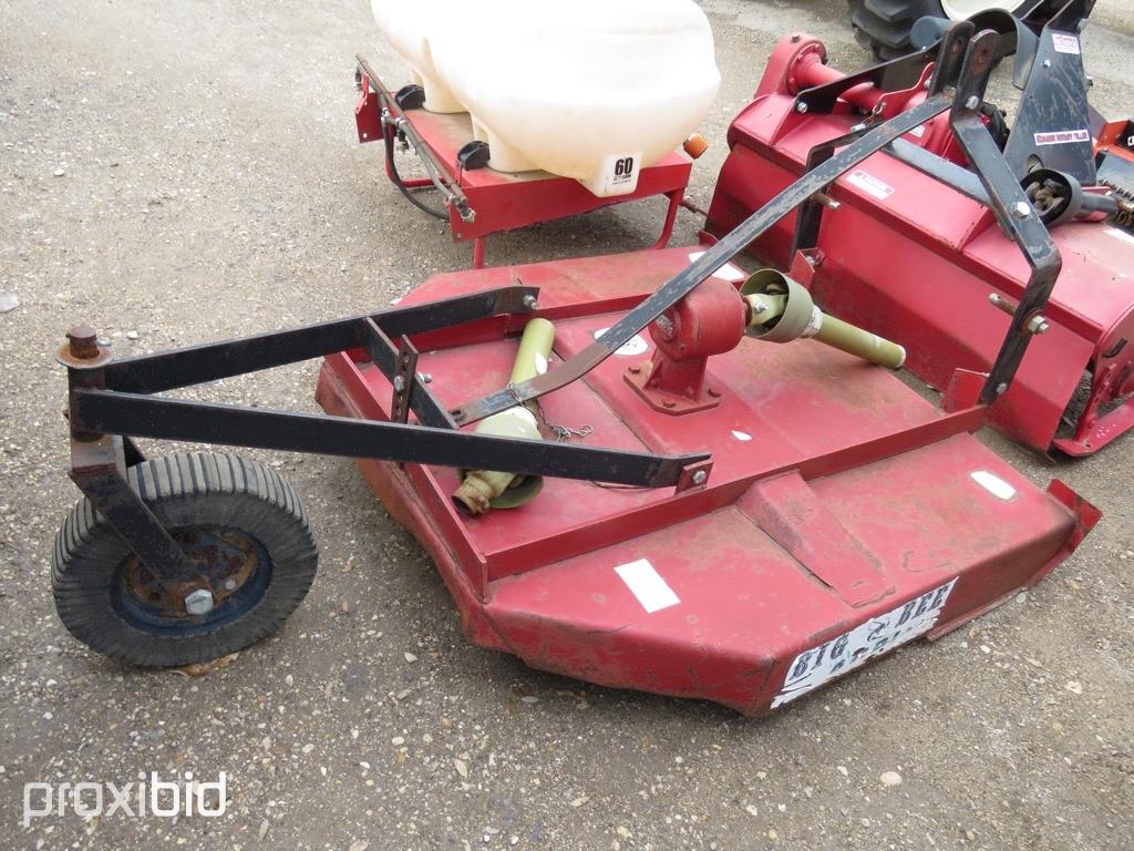 KUBOTA B7510 LAWN TRACTOR W/ 5' FINISHING MOWER/ 4' MOHAWK TILLER/ 4' SHREDDER 3PT/ AND 60 GALLON PT