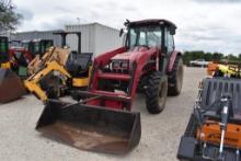 MAHINDRA 75P TRACTOR W/ MAHINDRA LOADER BUCKET AND HAY SPEAR (SERIAL # KPGC