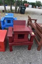 MAROON TABLE AND CHAIR