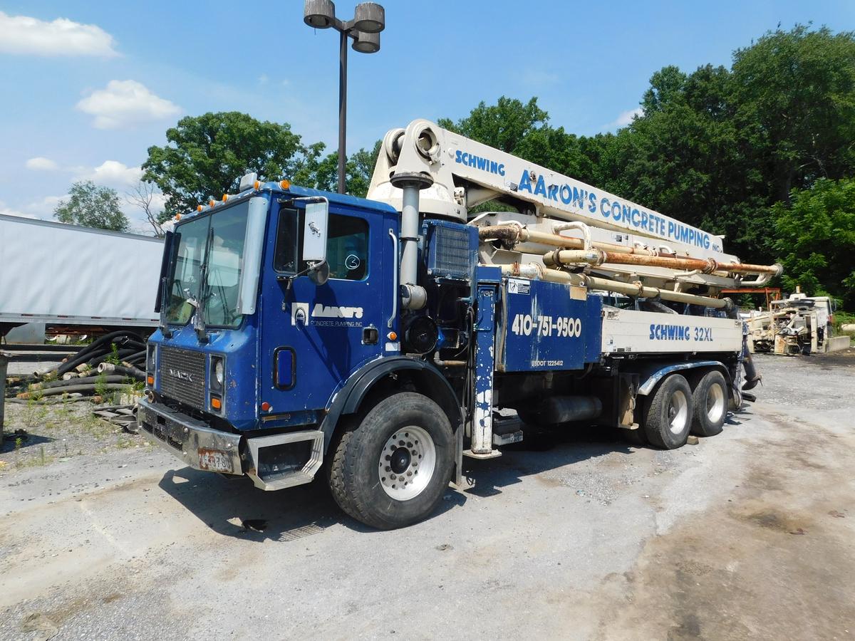 2004 Mack MR688S w/ Schwing 2023-4/ KVM 32XL Concrete Pump Truck