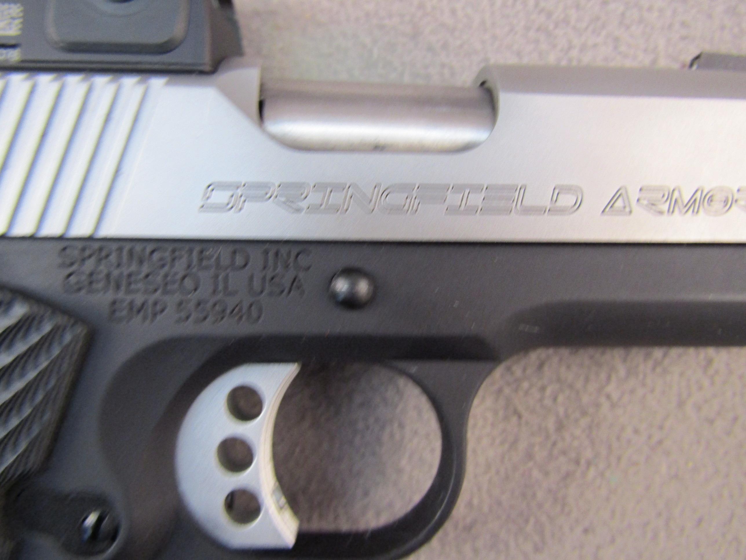 handgun: SPRINGFIELD ARMORY Model 1911 EMP, Semi-Auto Pistol, 9mm, 10 shot, 3" barrel, S#EMP55940