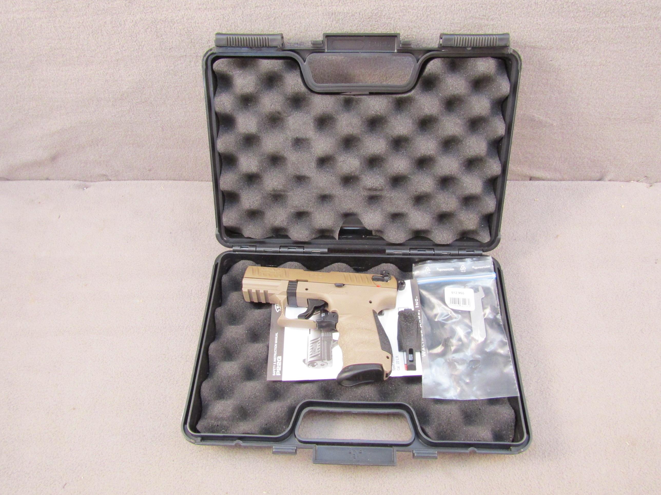 handgun: WALTHER Model P22Q, Semi-Auto Pistol, .2, 10 shot, 3.5" barrel, S#WA396846