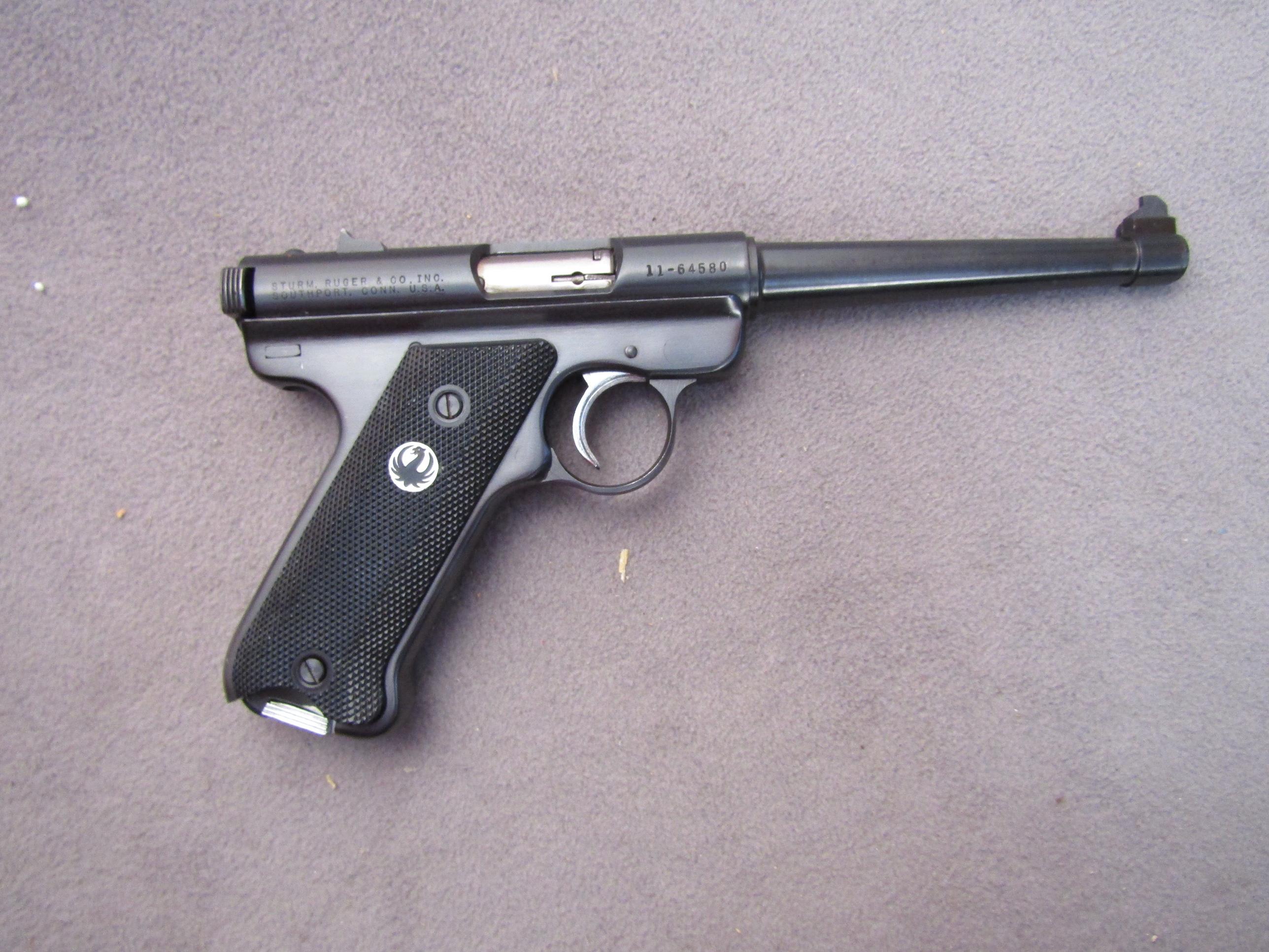handgun: RUGER Model Mark I, Semi-Auto Pistol, .22LR, 10 shot, 6" barrel, S#11-64580