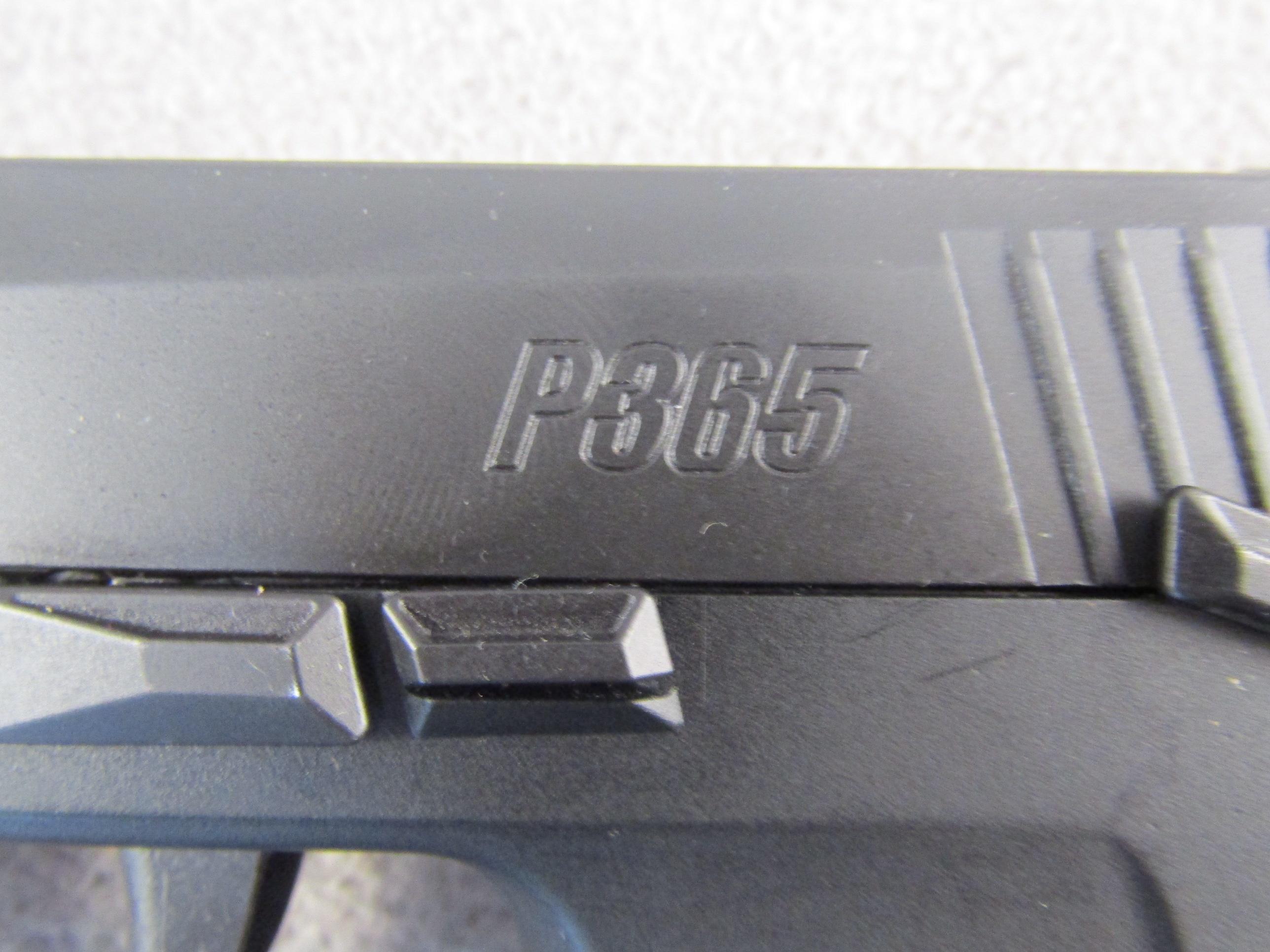 handgun: SIG SAUER Model P365, Semi-Auto Pistol, 9mm, 10 shot, 3" barrel, S#66B286395