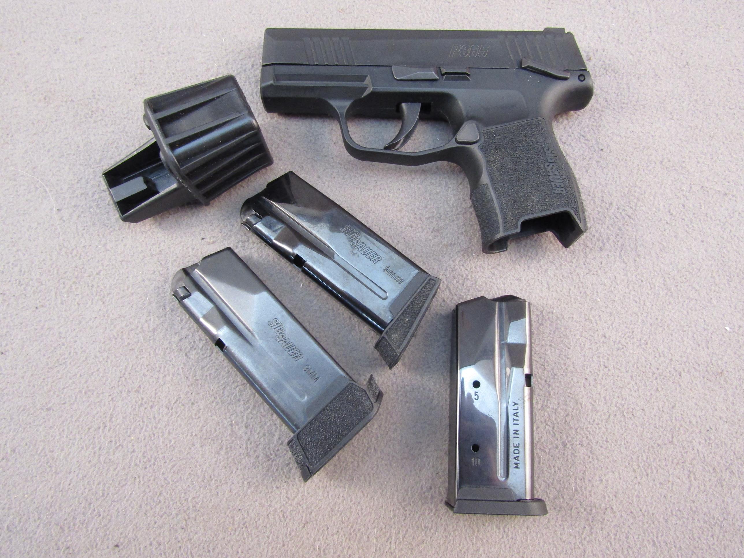 handgun: SIG SAUER Model P365, Semi-Auto Pistol, 9mm, 10 shot, 3" barrel, S#66B286395