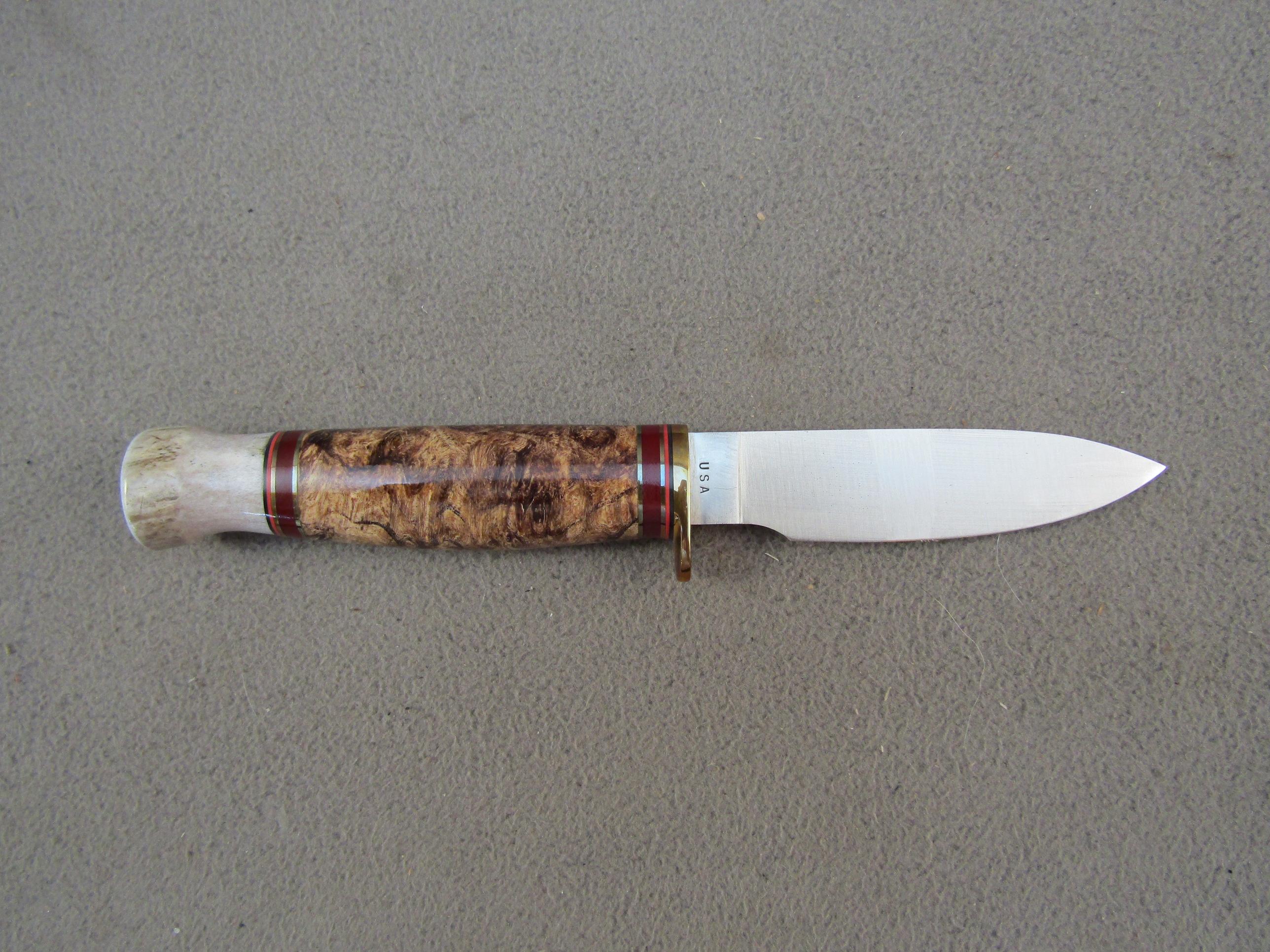 knife: Hess Muley Maple Burl knife