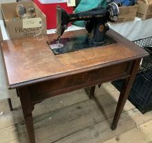 Antique Singer Sewing Machine In Table
