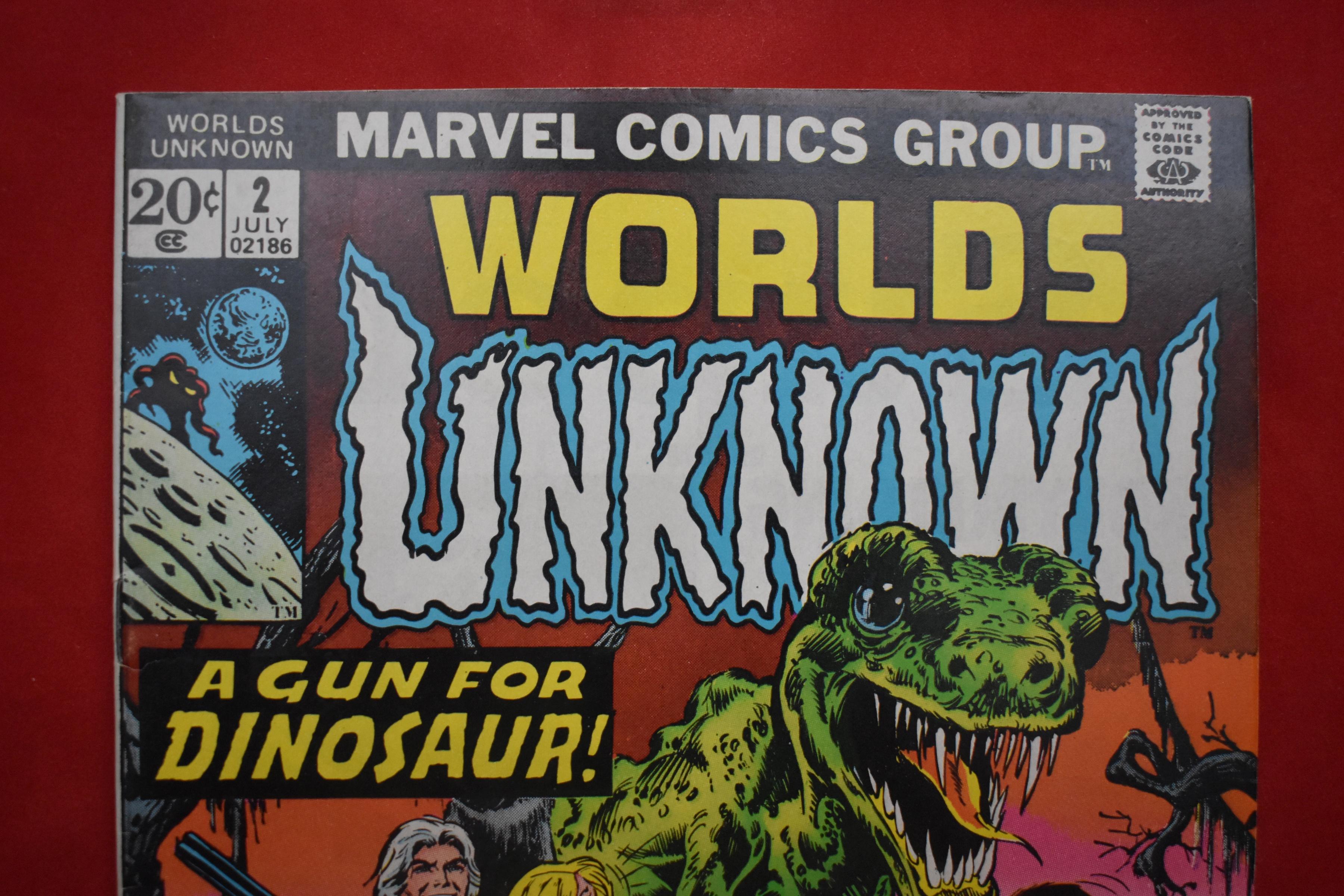 WORLDS UNKNOWN #2 | A GUN FOR DINOSAUR! | JOHN ROMITA SR - 1973 | NICE ONE!