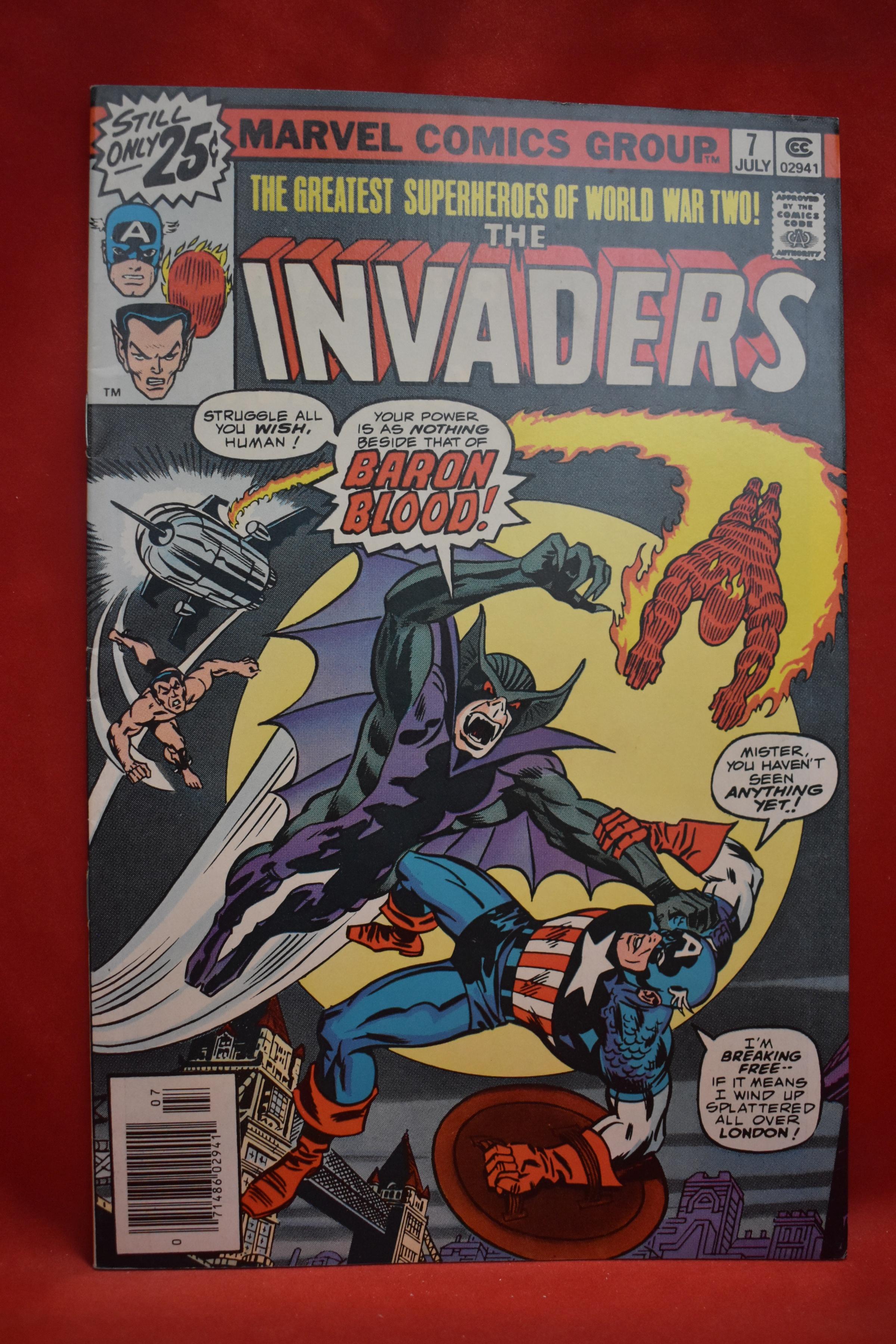 INVADERS #7 | KEY 1ST APP OF UNION JACK, 1ST APP OF BARON BLOOD, 1ST JACKIE FALSWORTH (SPITFIRE)