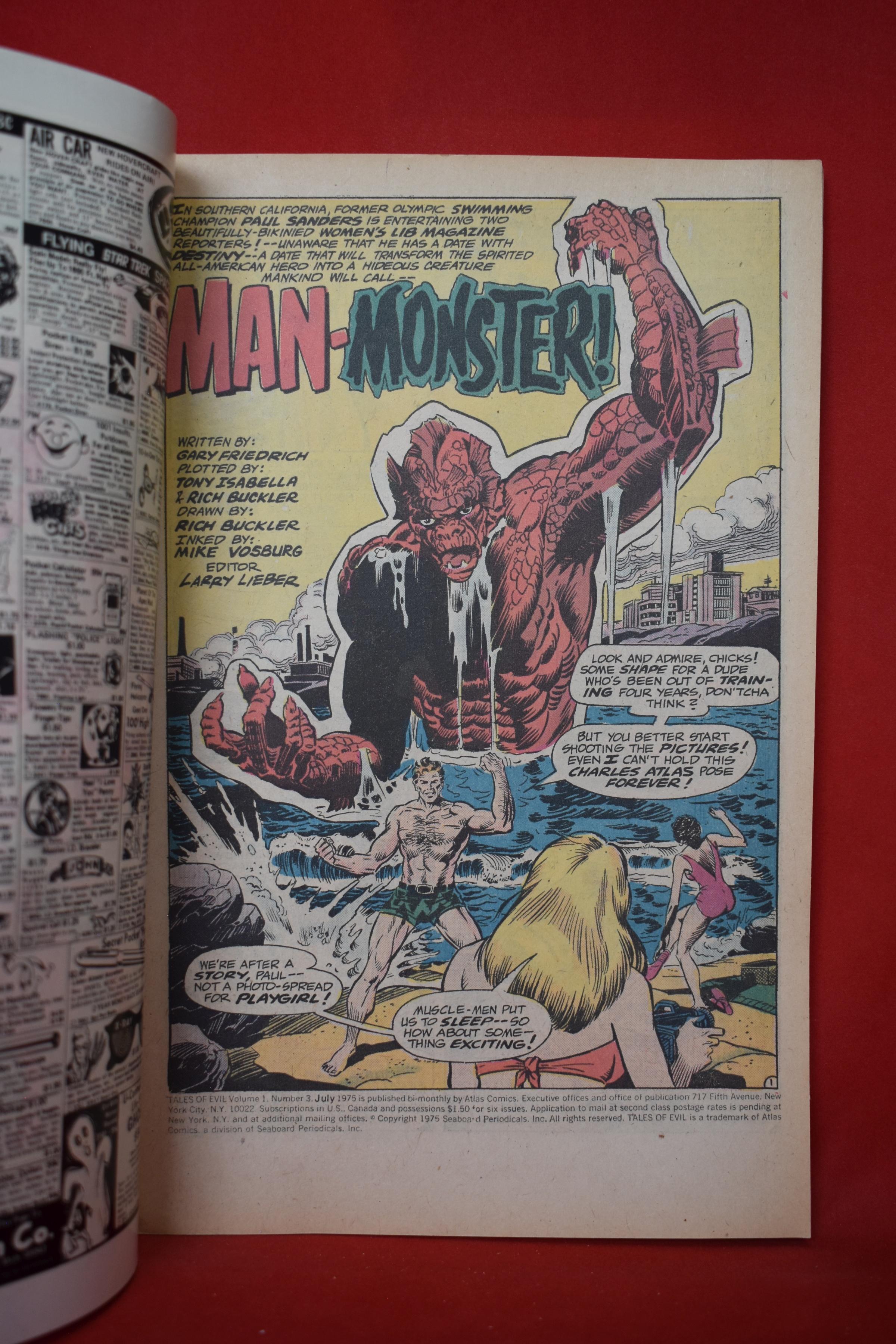 TALES OF EVIL #3 | 1ST APPEARANCE OF MAN-MONSTER! | RICH BUCKLER - ATLAS COMICS - 1975