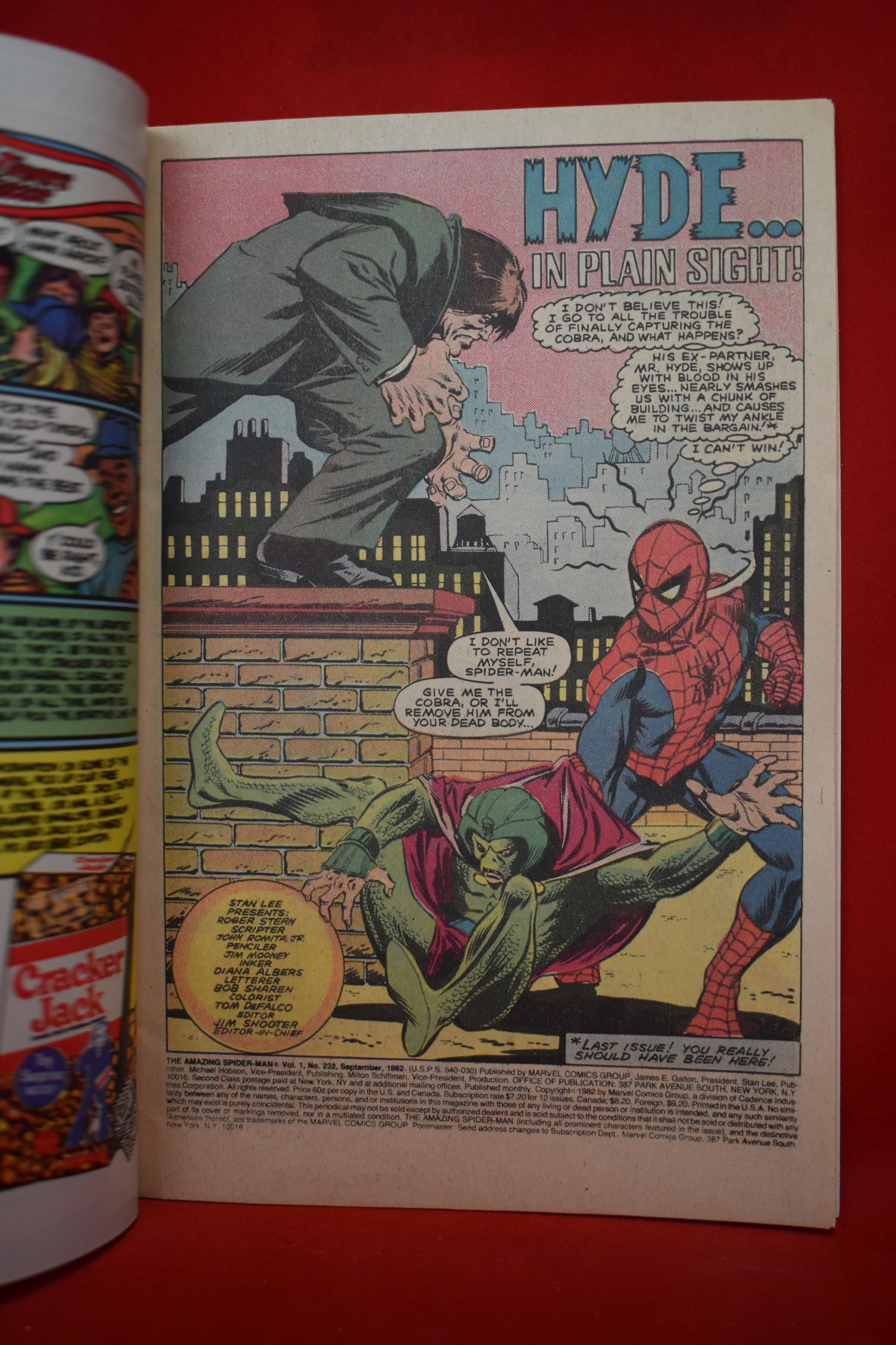 AMAZING SPIDERMAN #232 | MISTER HYDE - IN PLAIN SIGHT! | JOHN ROMITA JR - 1982