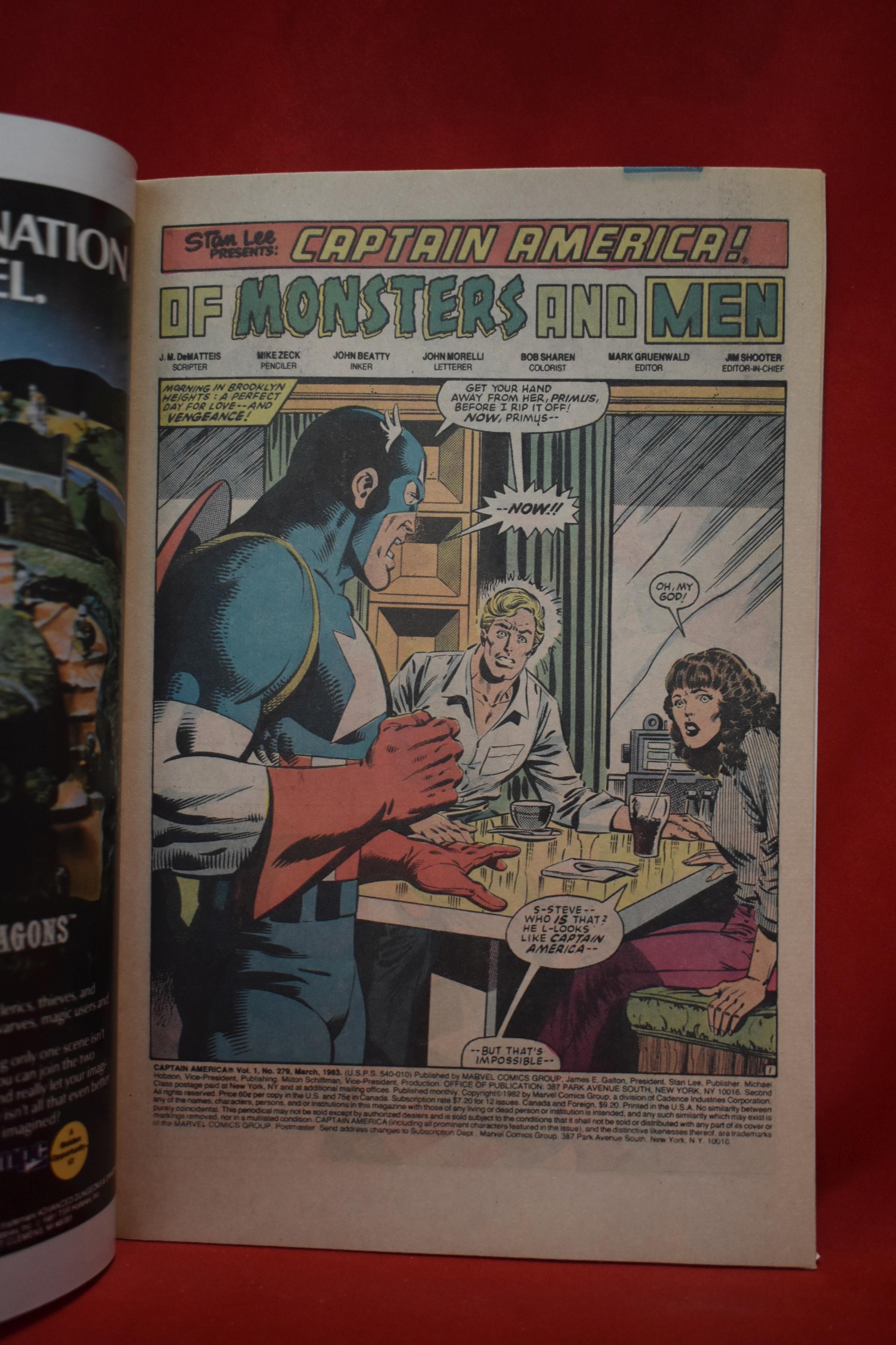 CAPTAIN AMERICA #279 | PRIMUS - OF MONSTERS AND MEN! | MIKE ZECK - NEWSSTAND
