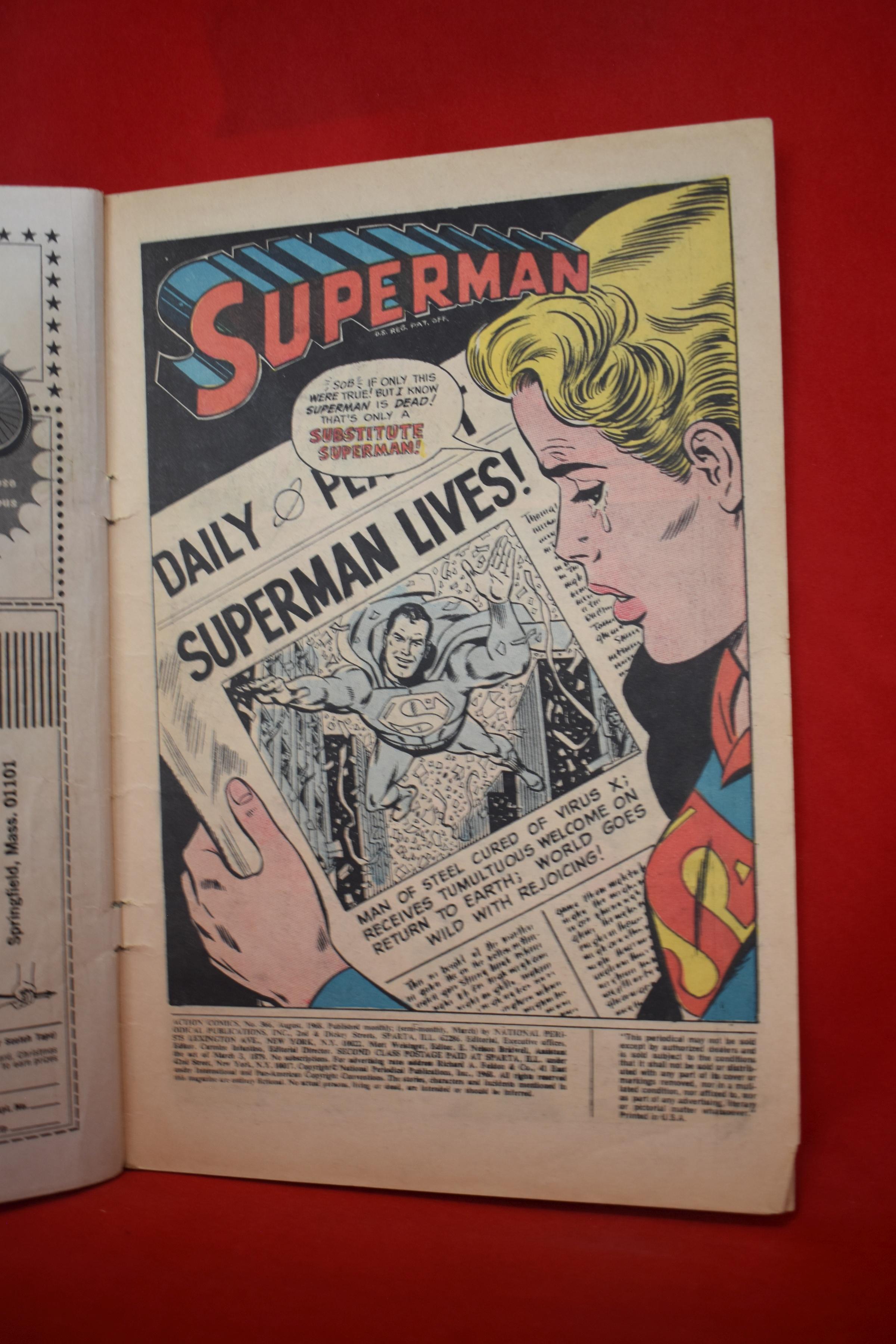 ACTION COMICS #366 | SUBSTITUTE SUPERMAN - NEAL ADAMS - 1968 | *CREASING - WEAR - SEE PICS*