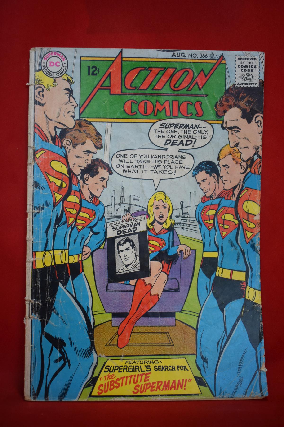 ACTION COMICS #366 | SUBSTITUTE SUPERMAN - NEAL ADAMS - 1968 | *CREASING - WEAR - SEE PICS*