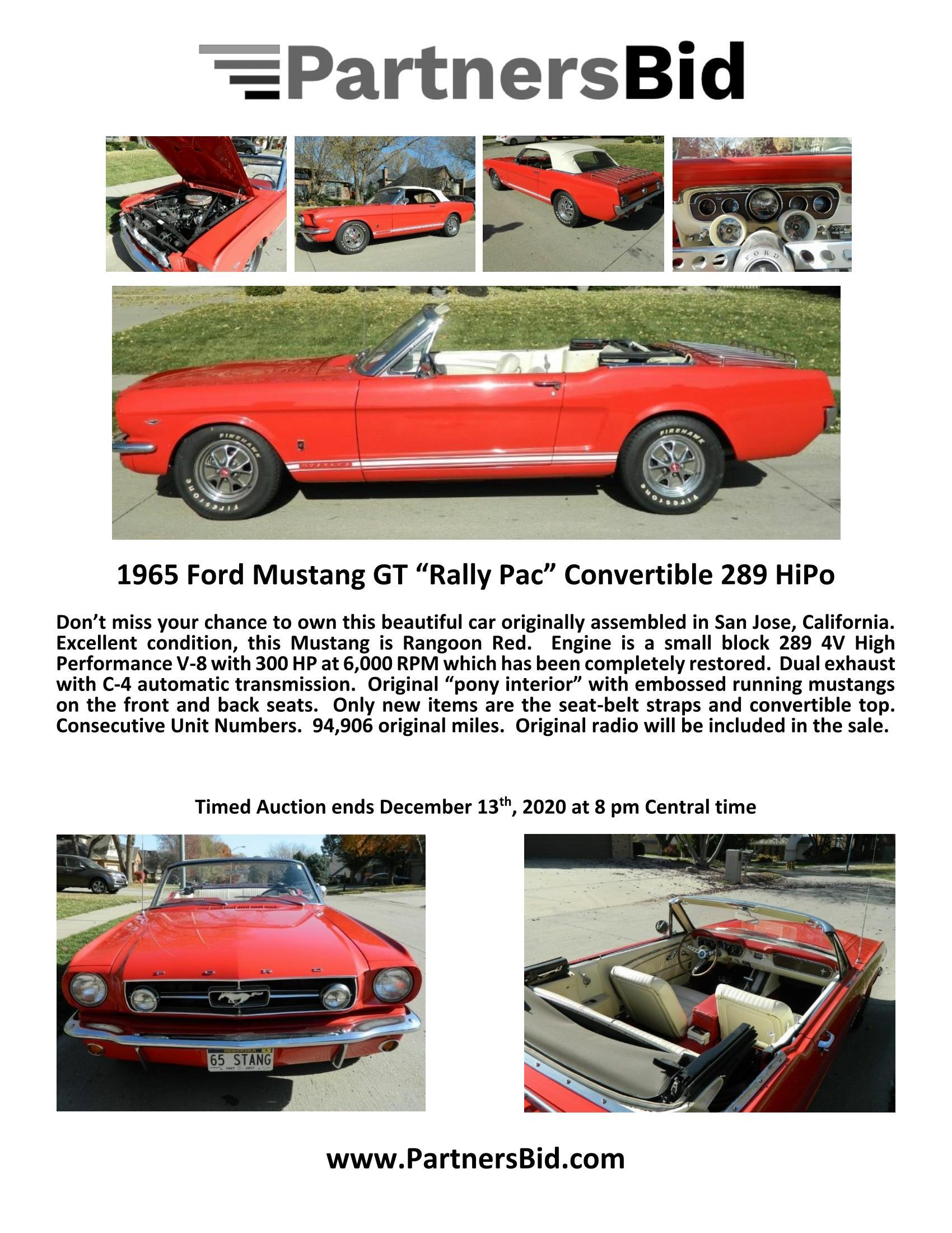 1965 Ford Mustang GT "Rally Pac" Convertible