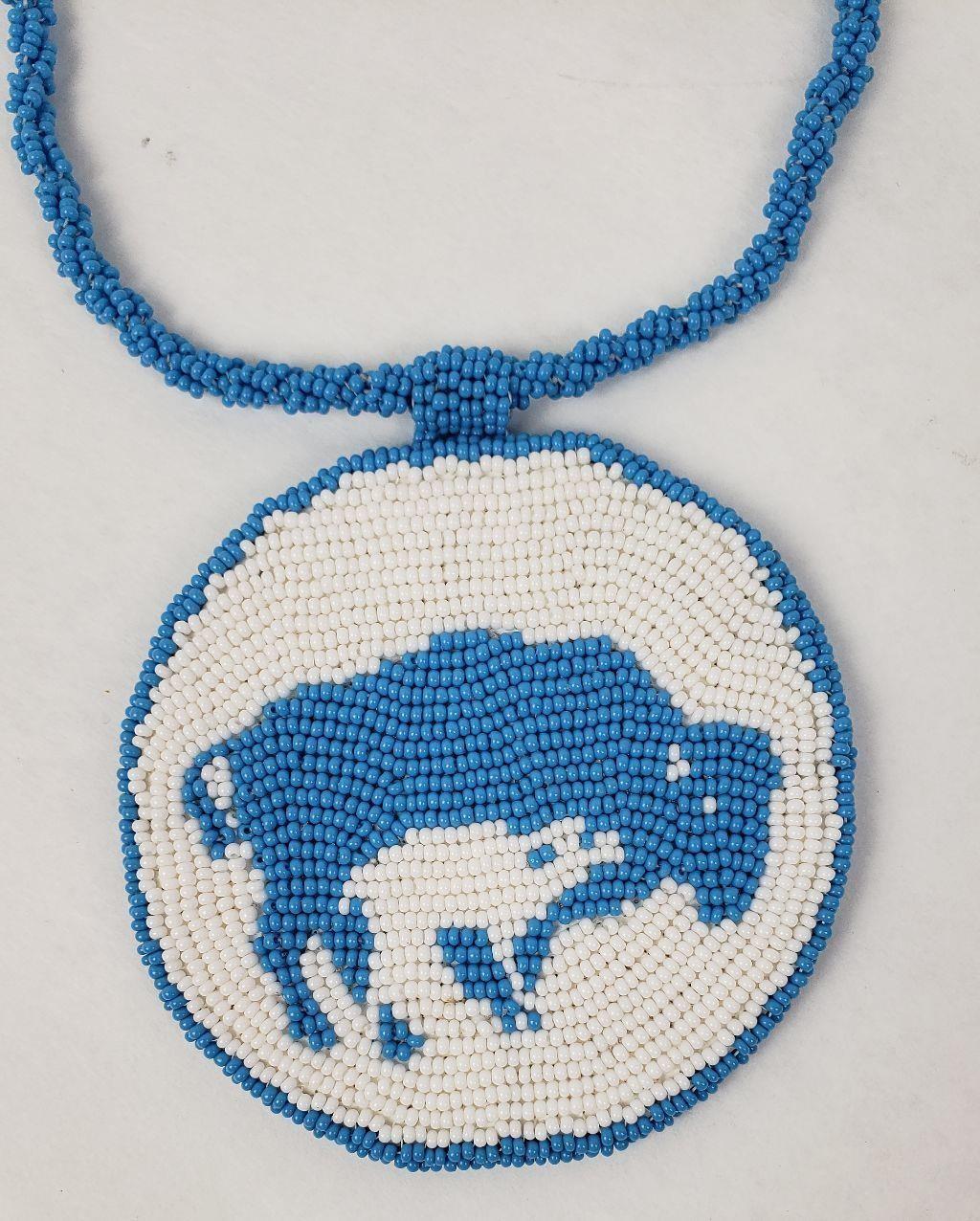 Beaded Montana Indian Pow Wow Necklace Buffalo