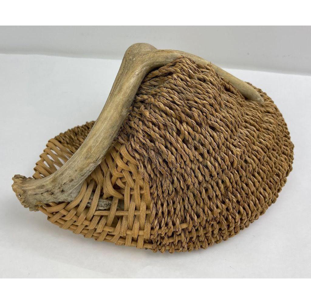 Large Indian Whitetail Deer Antler Basket