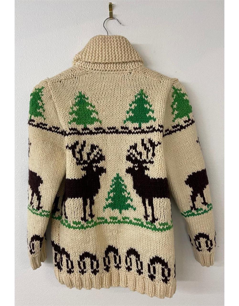 Cowichan Indian Wool Sweater Jacket Elk Forest