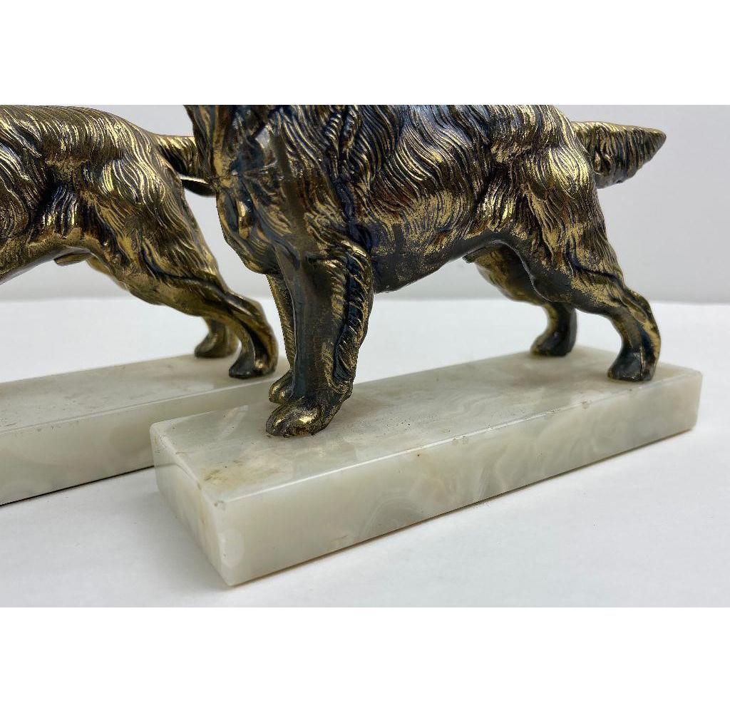 Antique Springer Spaniel Bookends On Marble