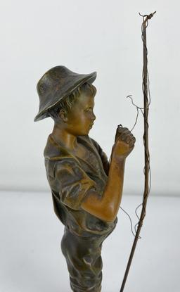 Adophe Jean Lavergne The Little Fisherman Bronze