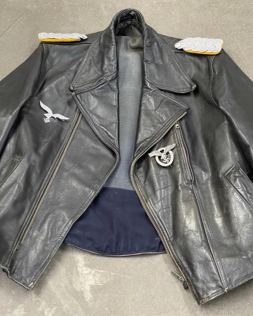 Leather Motorcycle Bikers Jacket 1950s Nazi Emblem