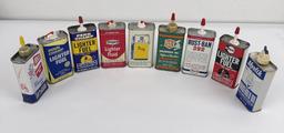 Lot Of Handy Oiler Tin Cans Texaco Unico Penn