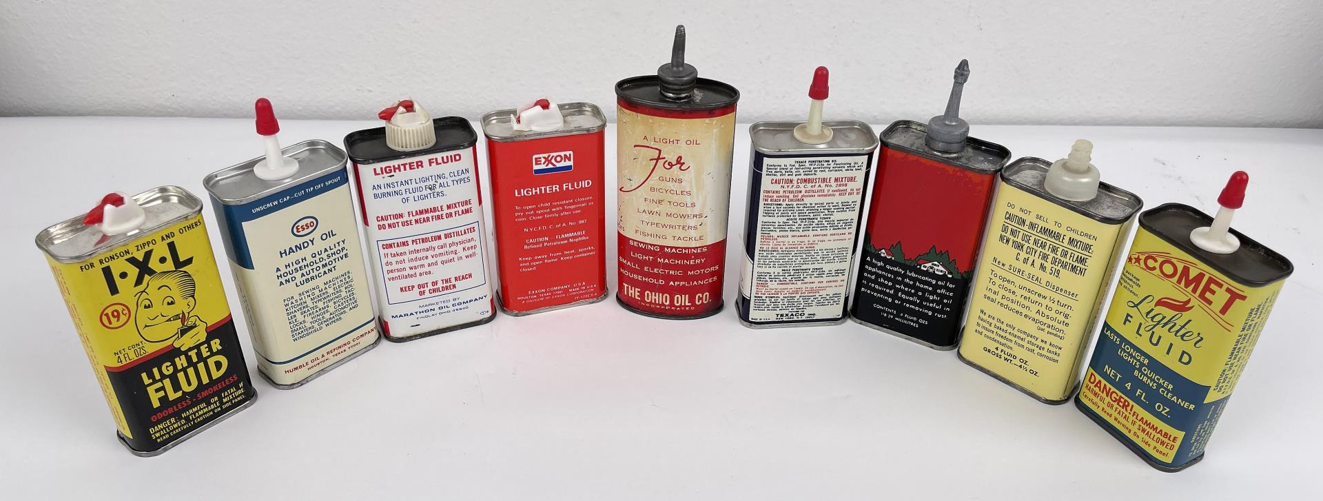 Lot Of Handy Oiler Tin Cans Marathon Texaco Exxon