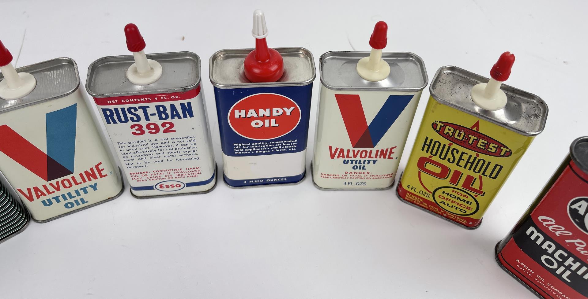 Lot Of Handy Oiler Tin Cans Valvoline Penn