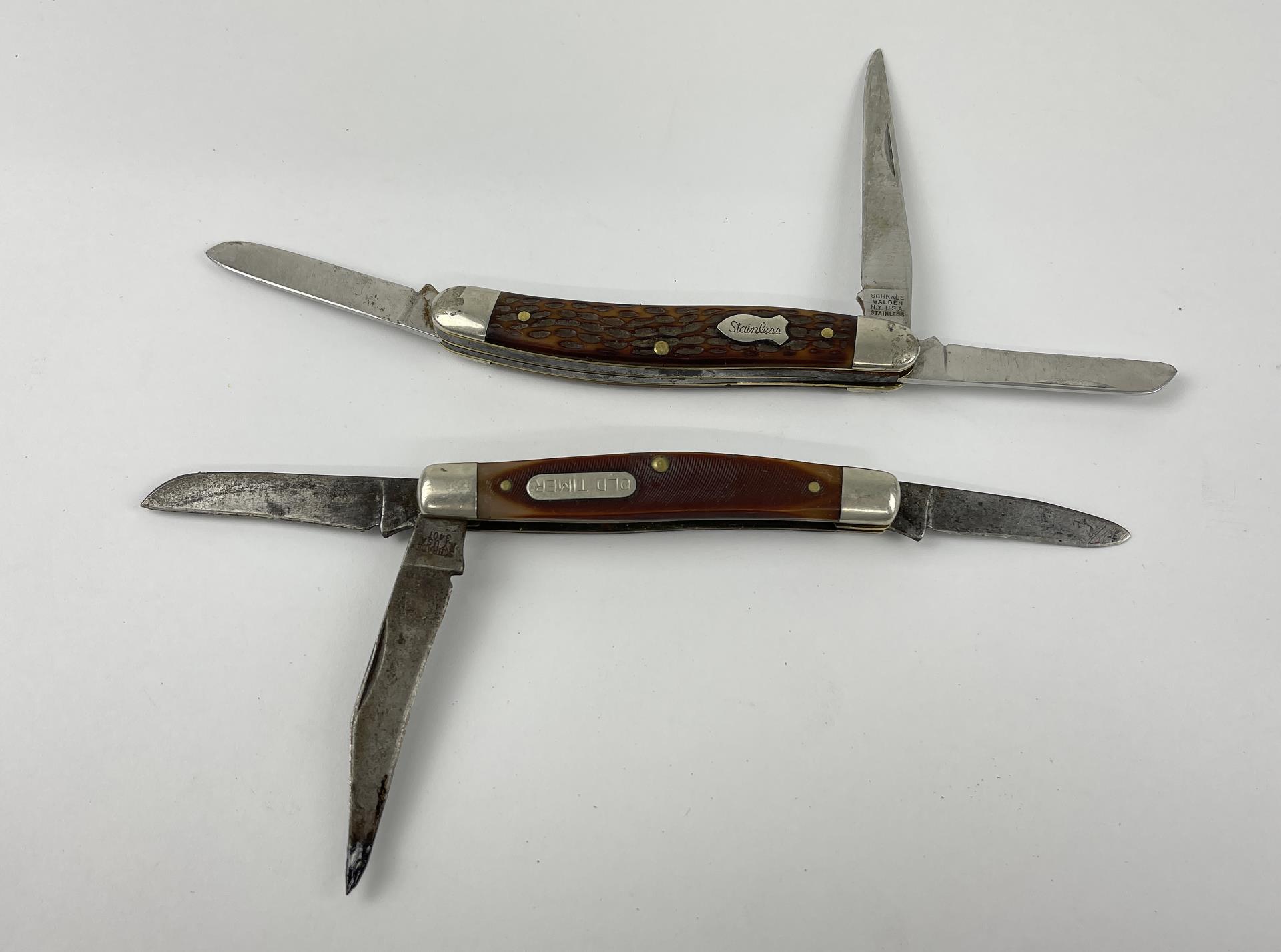 Pair Of Us Made Schrade Pocket Knives