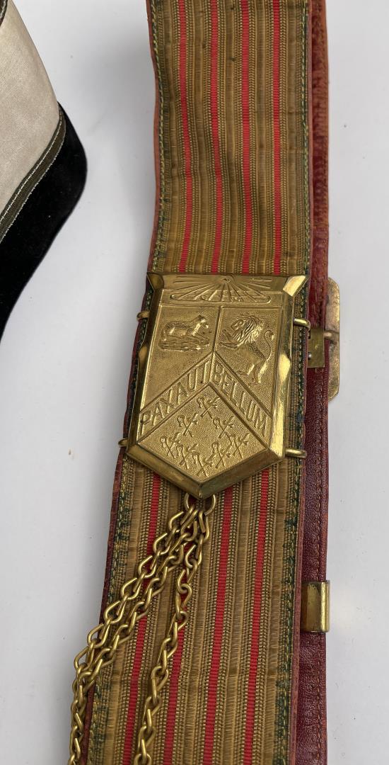 Group Of Antique Masonic Regalia Hats Belts