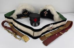 Group Of Antique Masonic Regalia Hats Belts