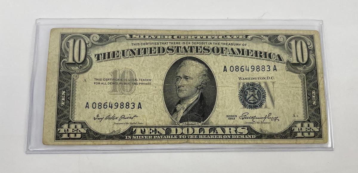 1953 $10 Silver Certificate Note