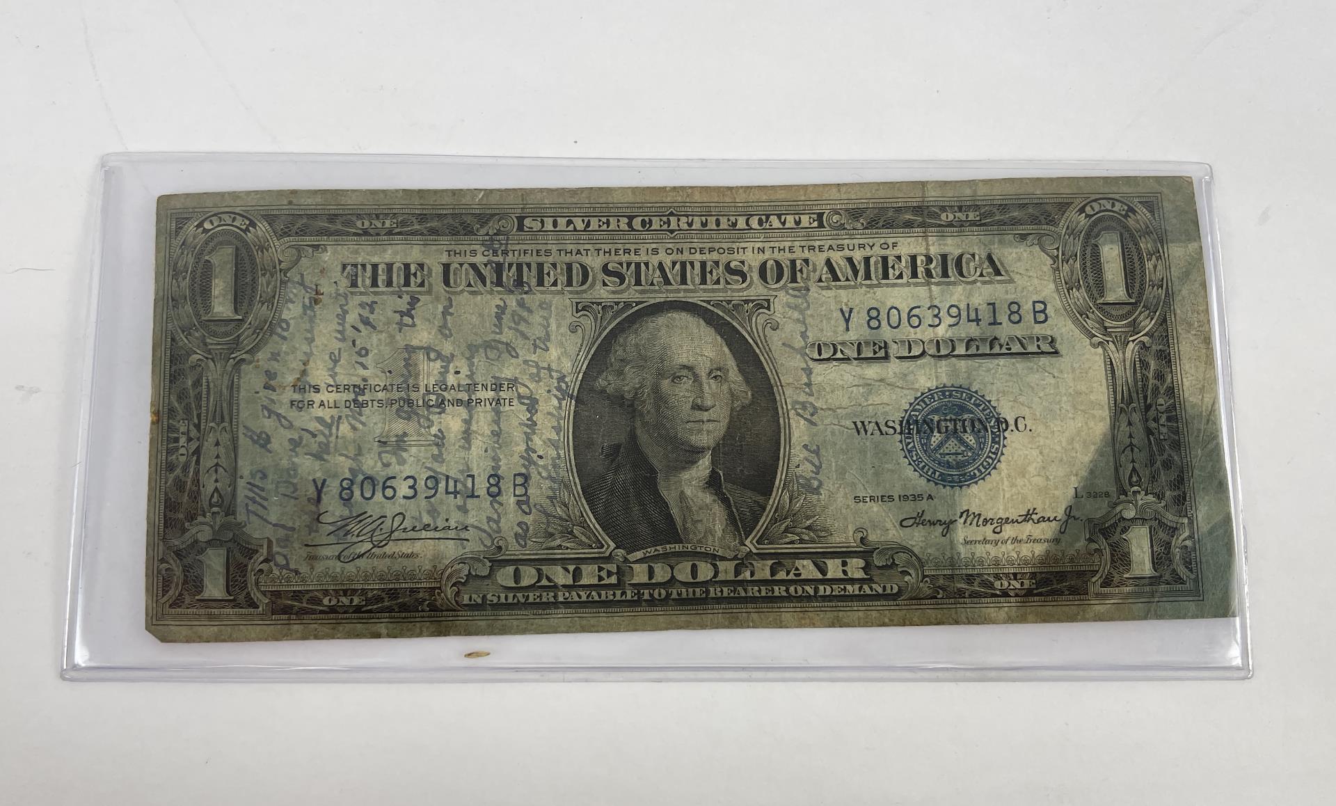 1935a Blue Seal Silver Certificate $1 Note