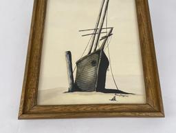 Gary Bigelow Gouache Sailboat Painting