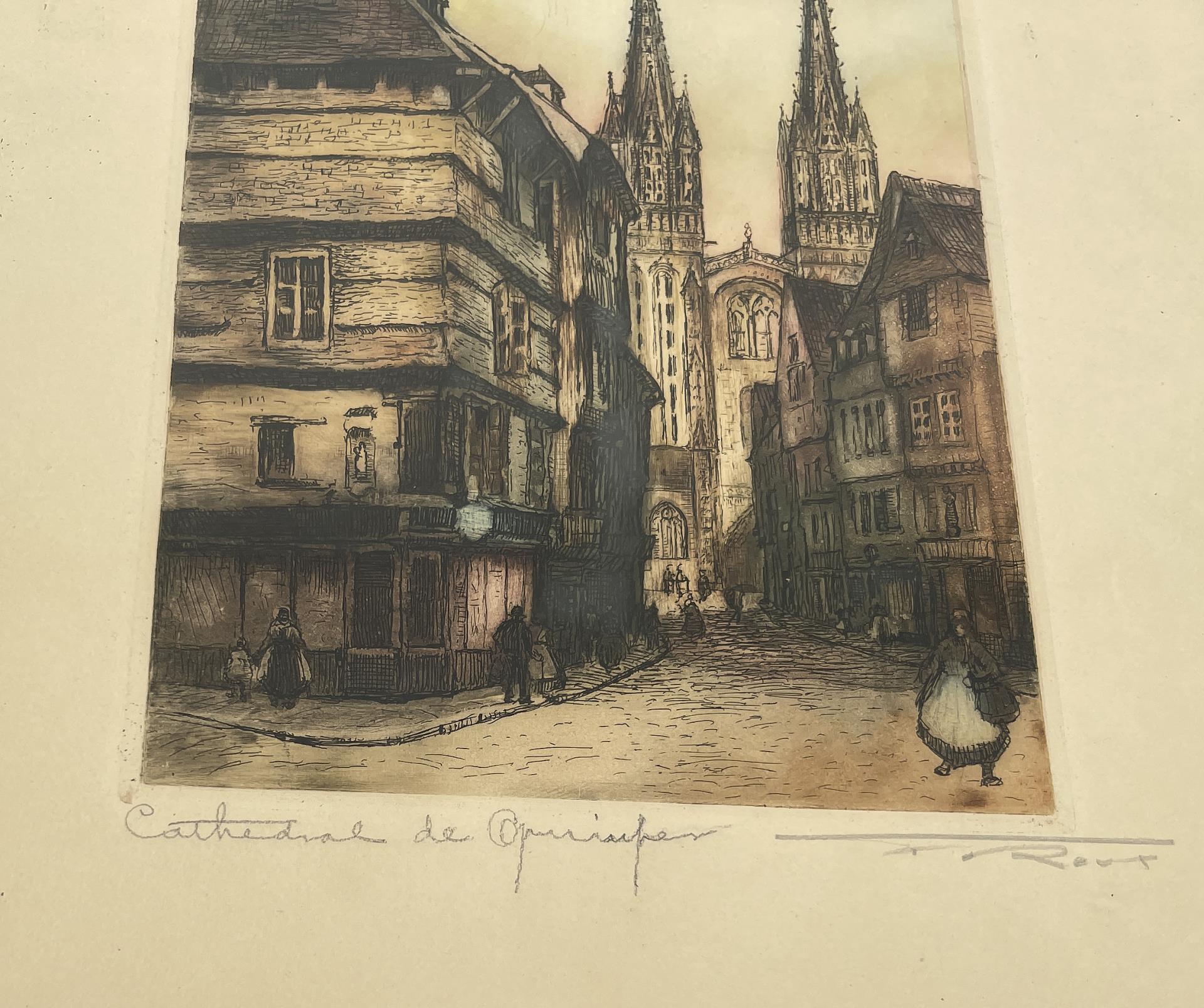 European Cathedral Tinted Engraving