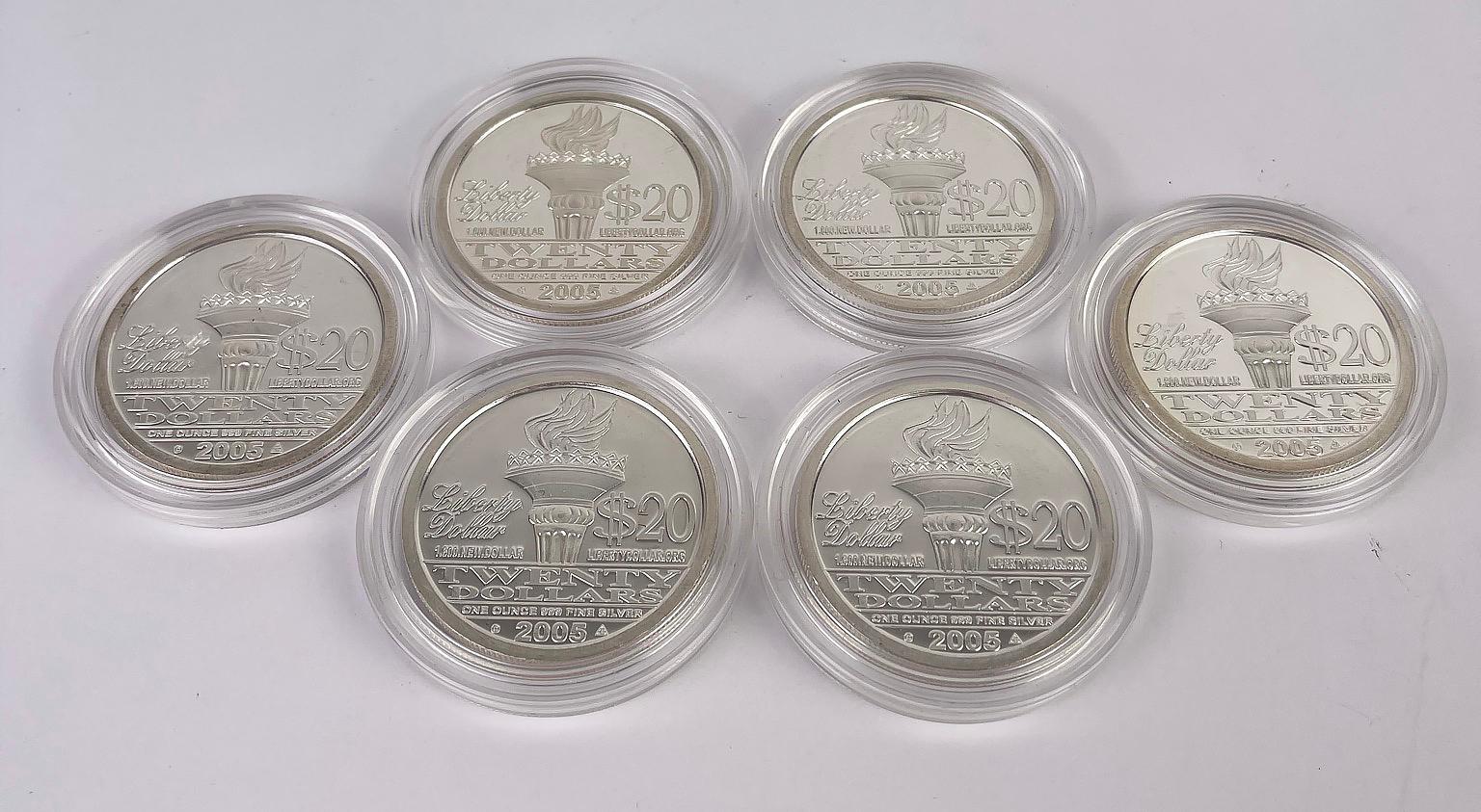 Norfed 1oz Silver Rounds $20 Liberty Dollars