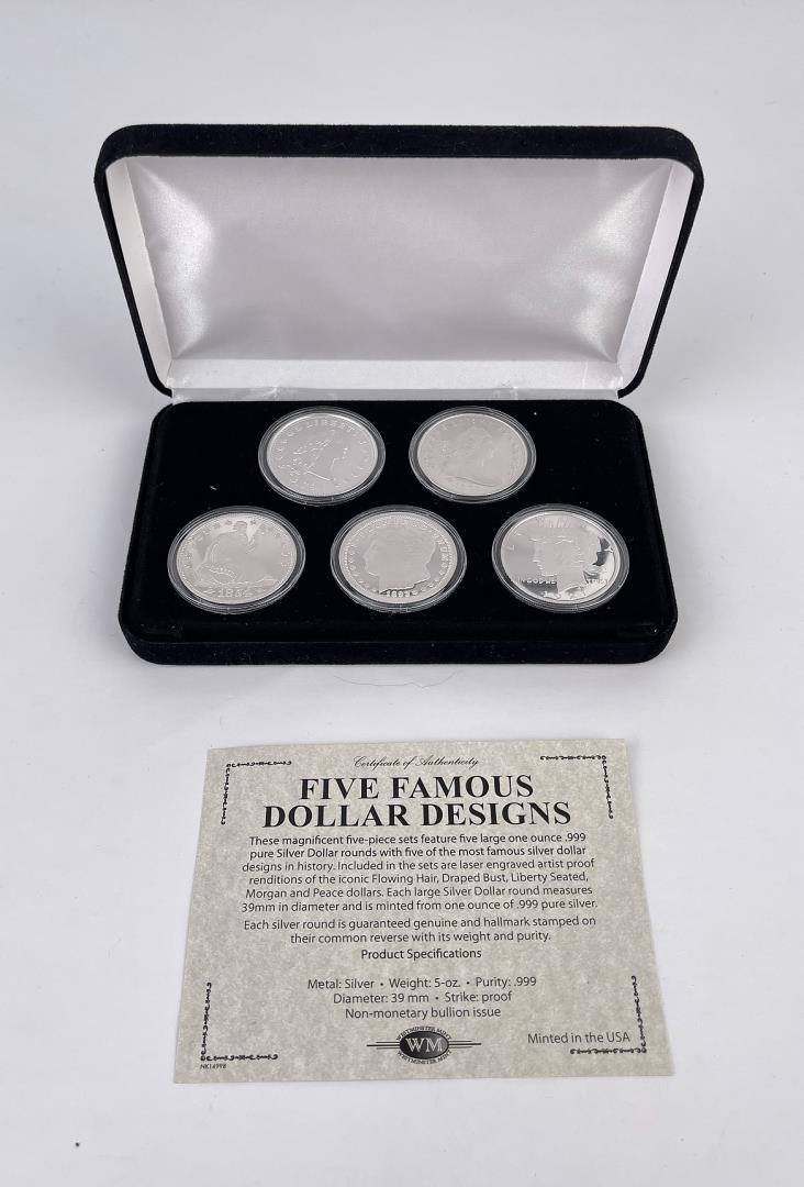 Five Famous Dollar Designs Silver Rounds