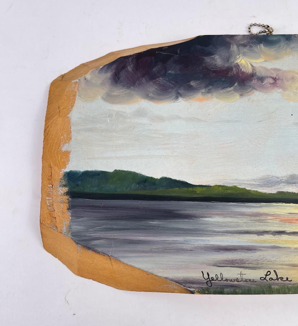 Antique Yellowstone Lake Montana Tourist Painting