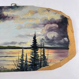 Antique Yellowstone Lake Montana Tourist Painting