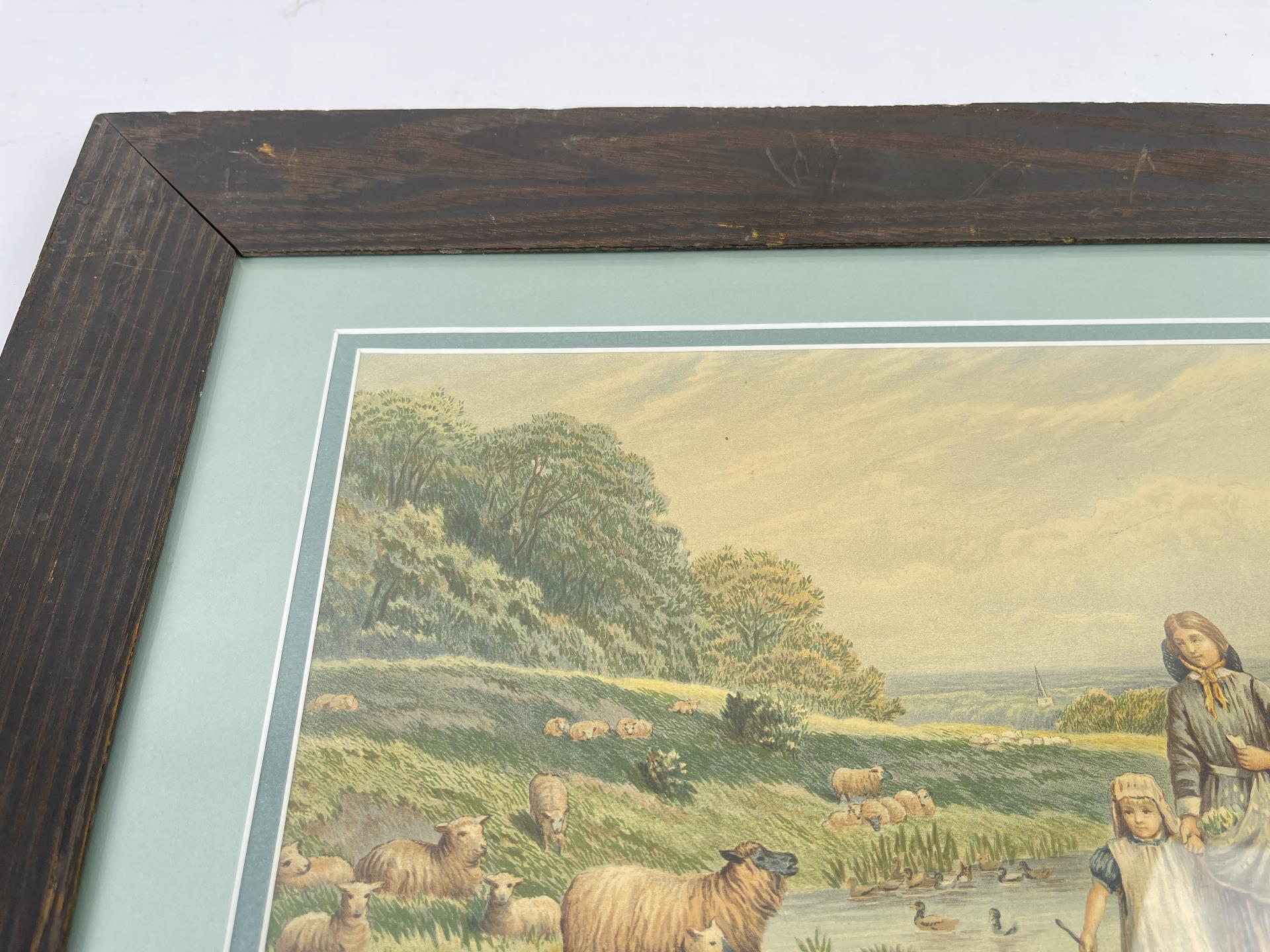 Antique European Watercolor Pastoral Painting