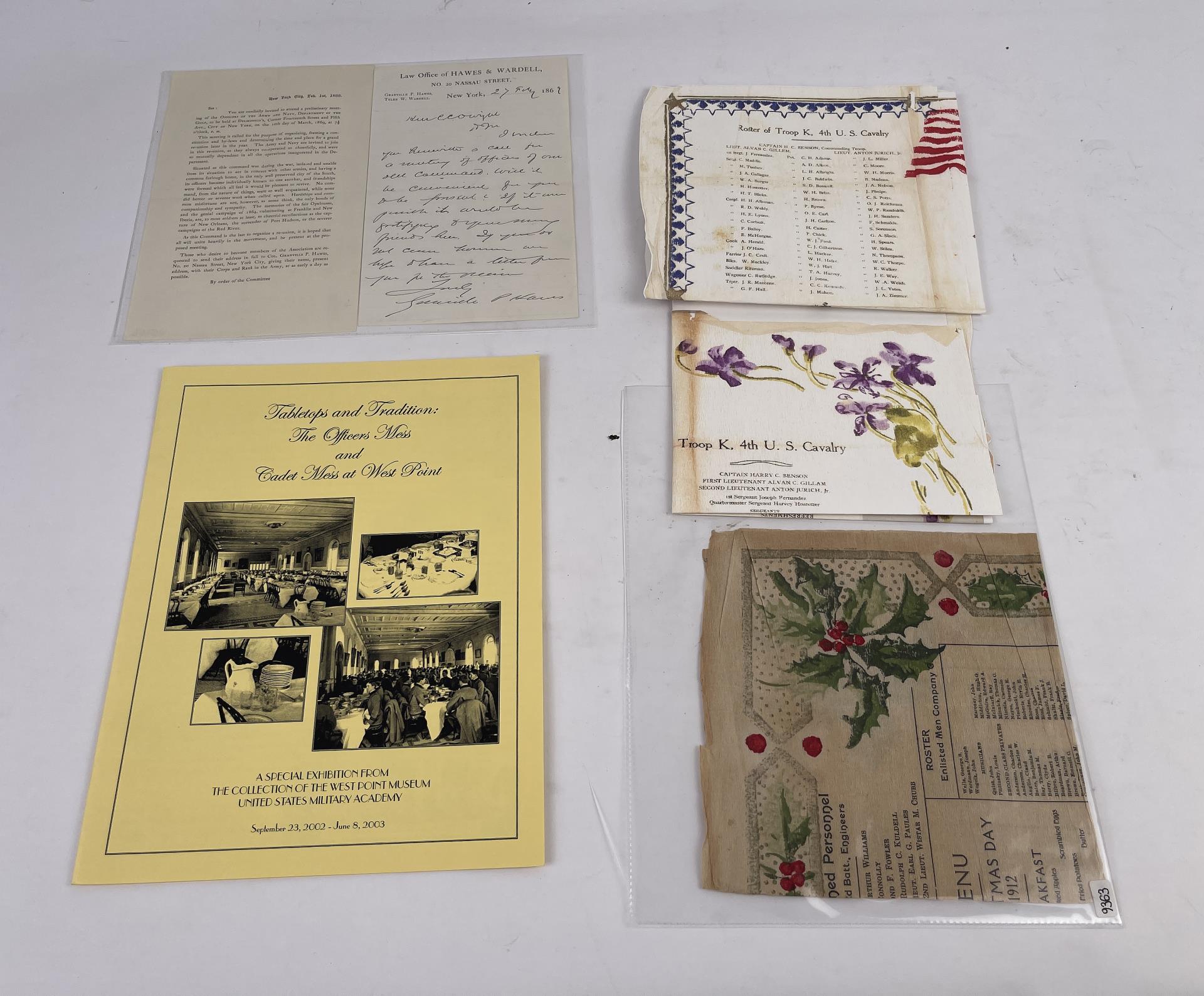 WW1 4th Cavalry Christmas Menu