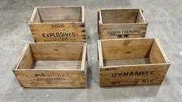 Group of Fireworks Dynamite Explosive Wood Boxes