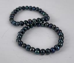 Pair of Tahitian Black Pearl Bracelets