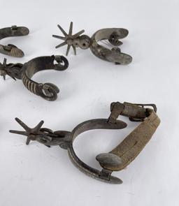 Group of 5 Antique Single Charro Spurs